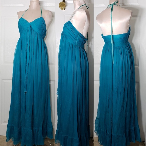 Anthropologie Dresses & Skirts - Anthropologie Fumblin Maxi Halter Dress 100% Silk